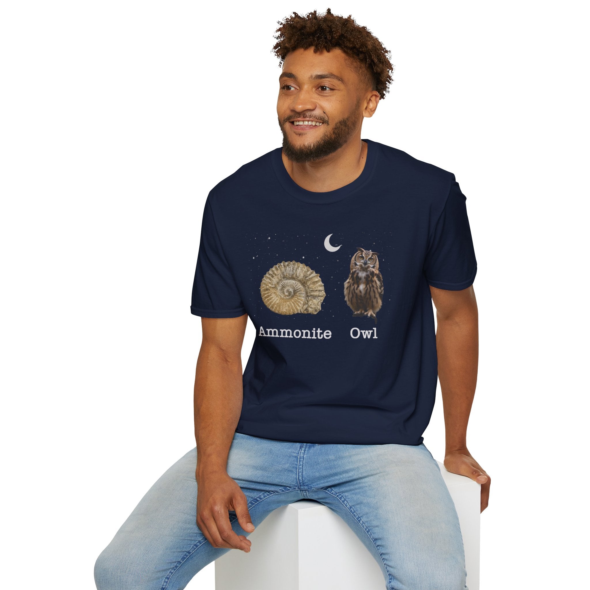 Ammonite Owl - Quirky Fossil Lovers T-Shirt