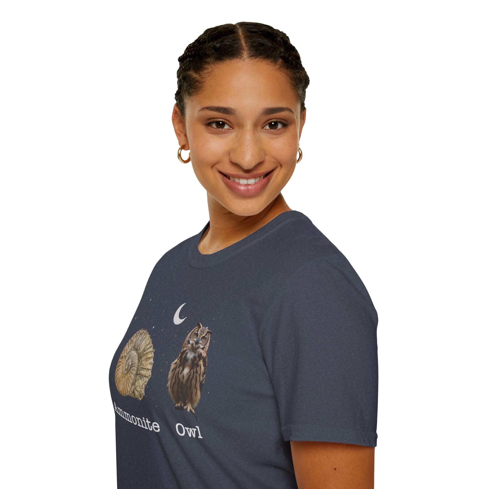 Ammonite Owl - Quirky Fossil Lovers T-Shirt