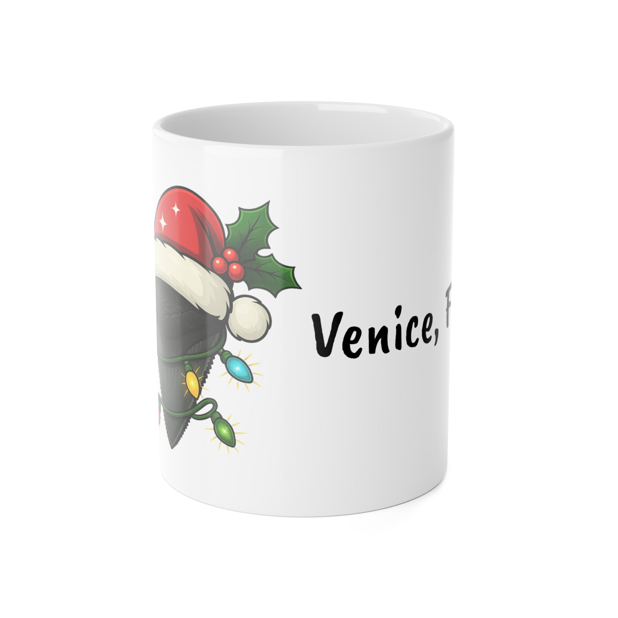 Sharks Tooth Christmas Mug Venice FL - fossil holiday coffee mug - megalodon mug