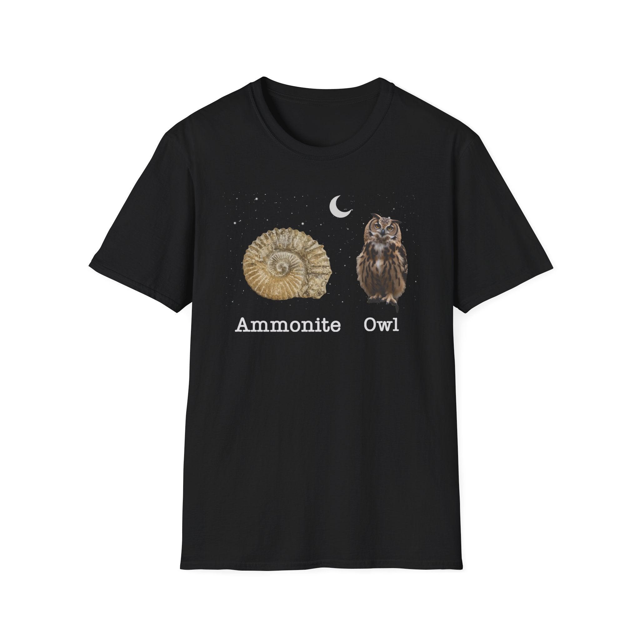 Ammonite Owl - Quirky Fossil Lovers T-Shirt