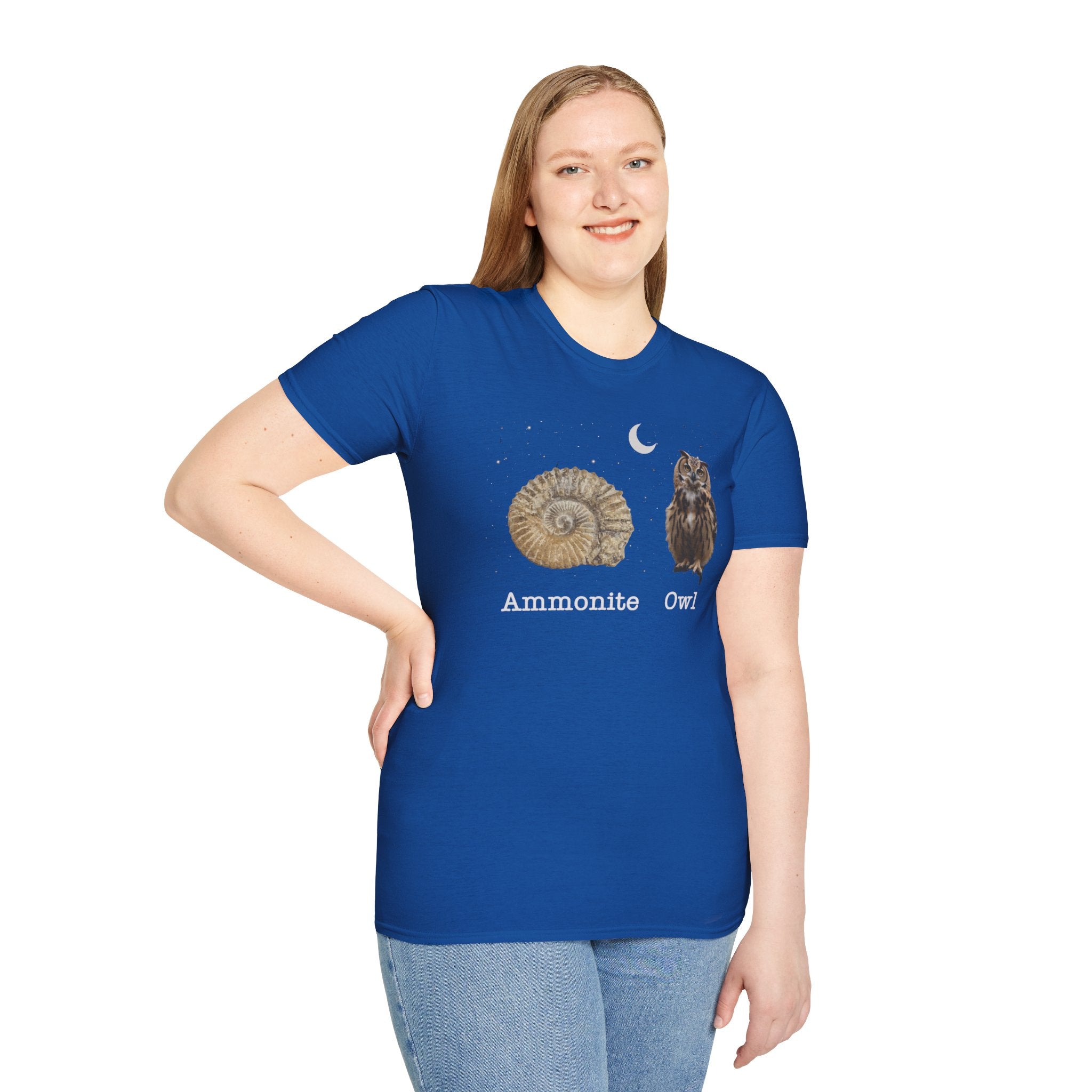 Ammonite Owl - Quirky Fossil Lovers T-Shirt