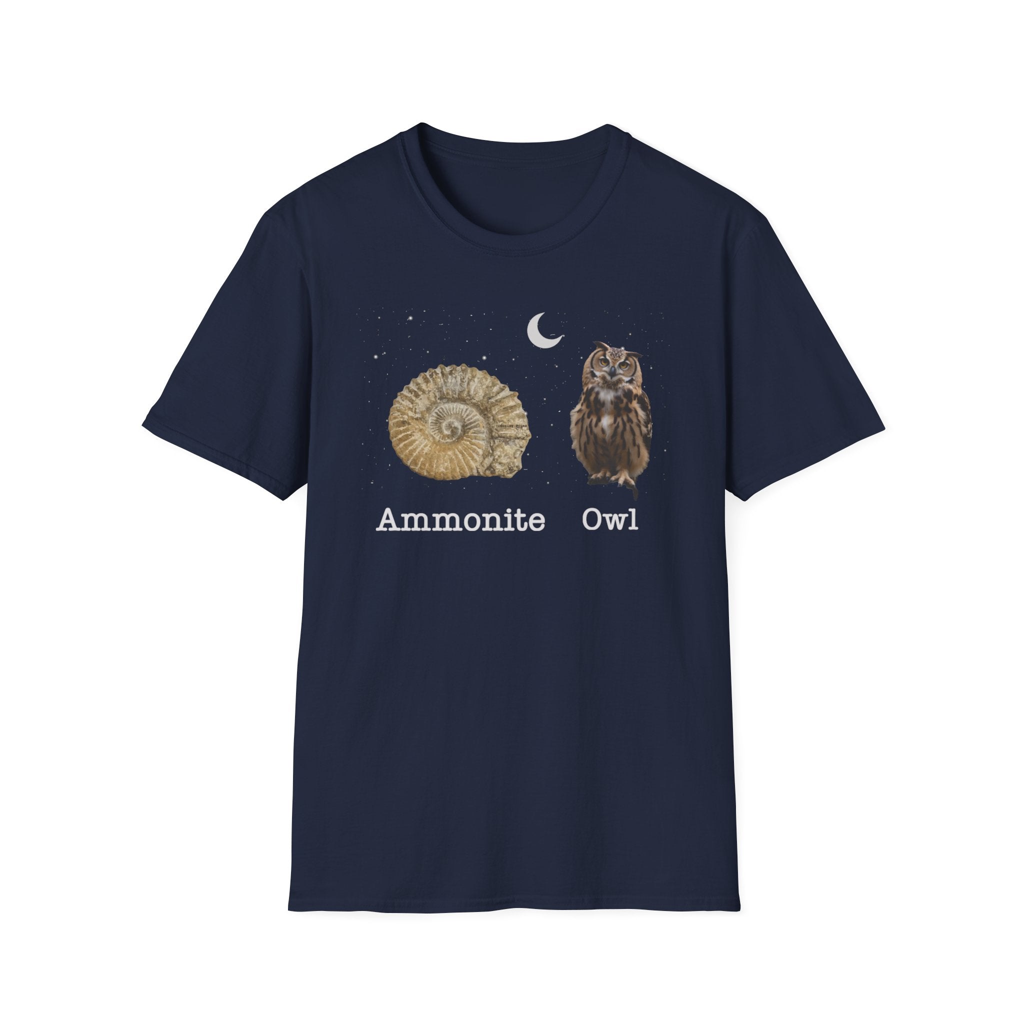 Ammonite Owl - Quirky Fossil Lovers T-Shirt