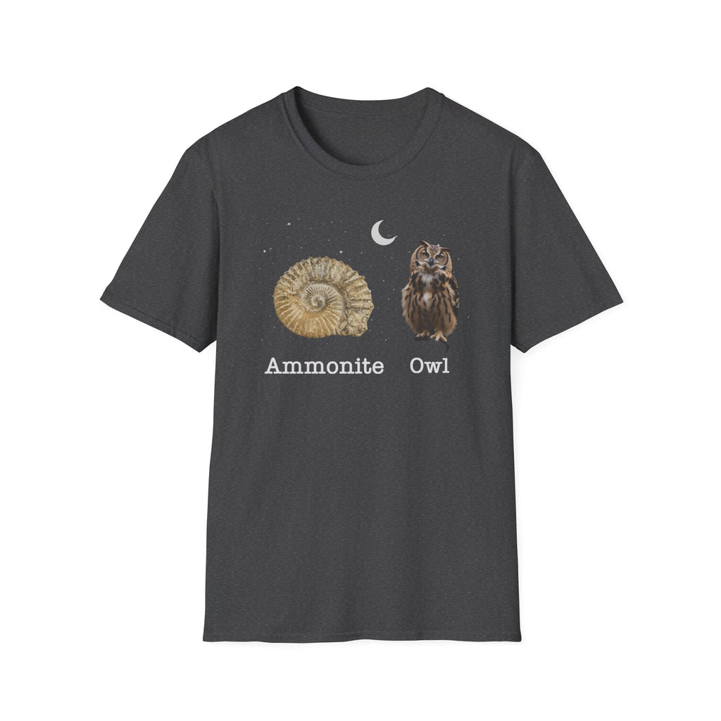 Ammonite Owl - Quirky Fossil Lovers T-Shirt