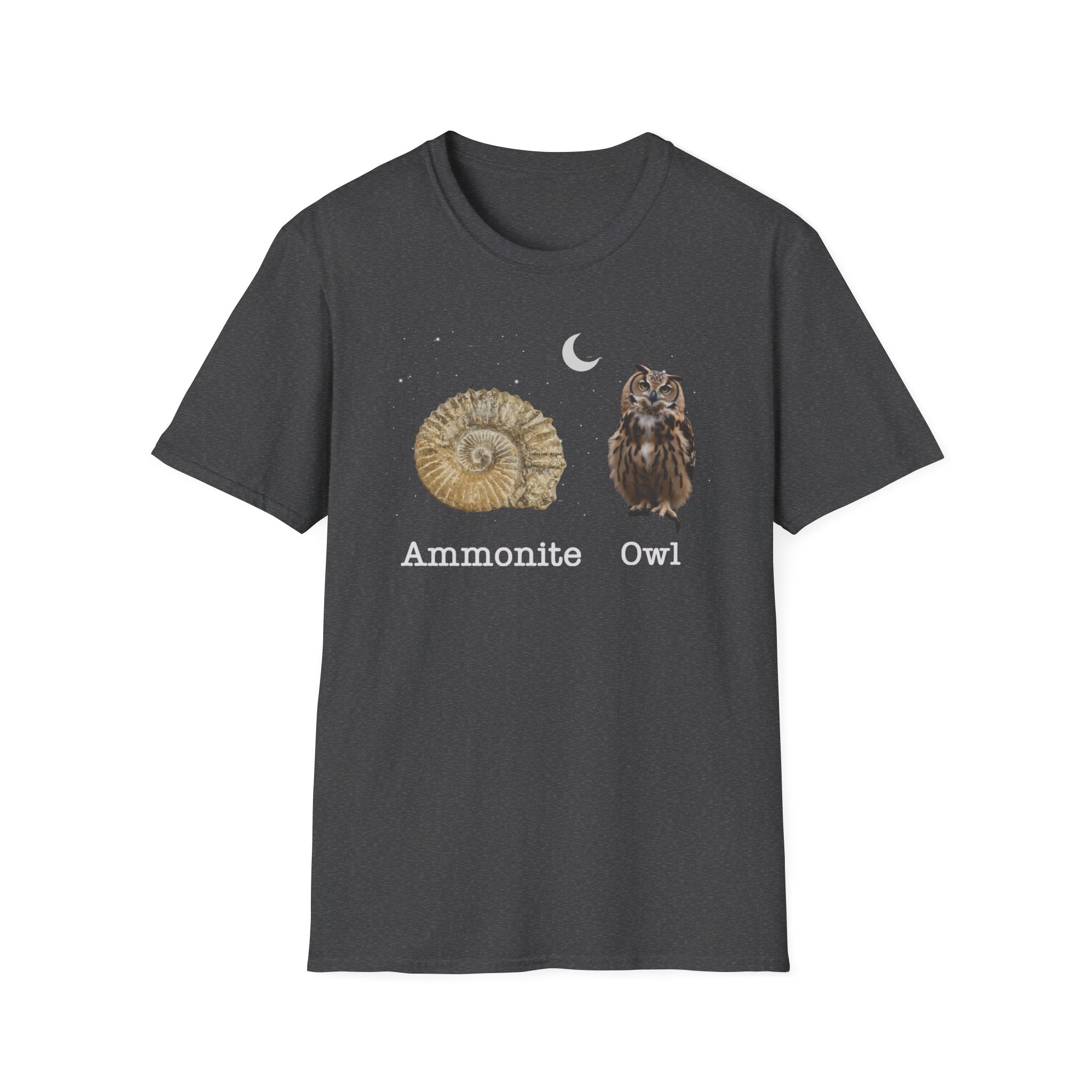 Ammonite Owl - Quirky Fossil Lovers T-Shirt