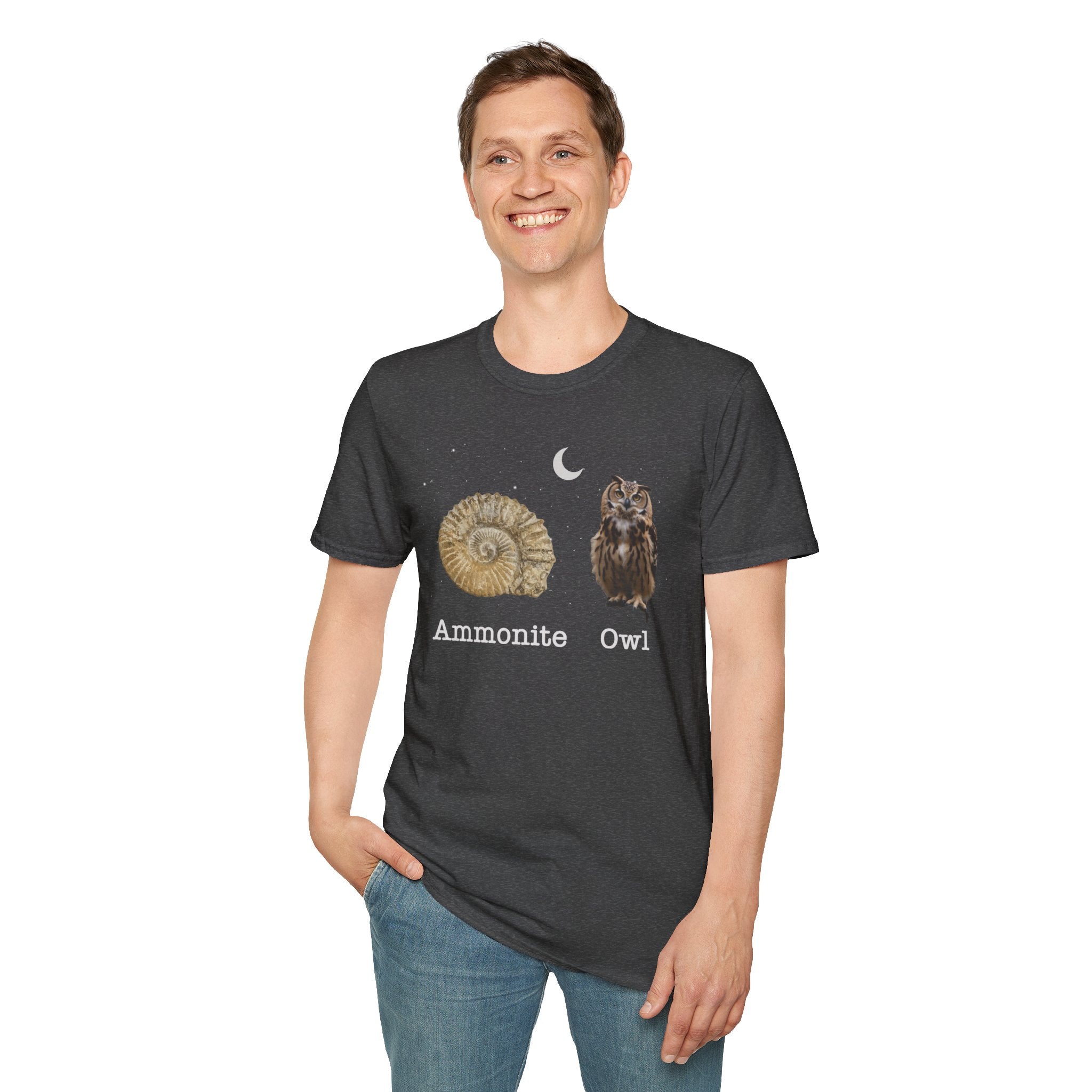 Ammonite Owl - Quirky Fossil Lovers T-Shirt