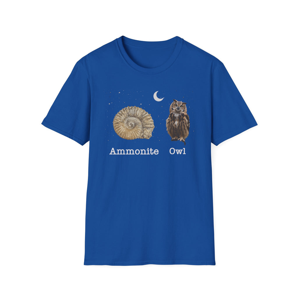 Ammonite Owl - Quirky Fossil Lovers T-Shirt
