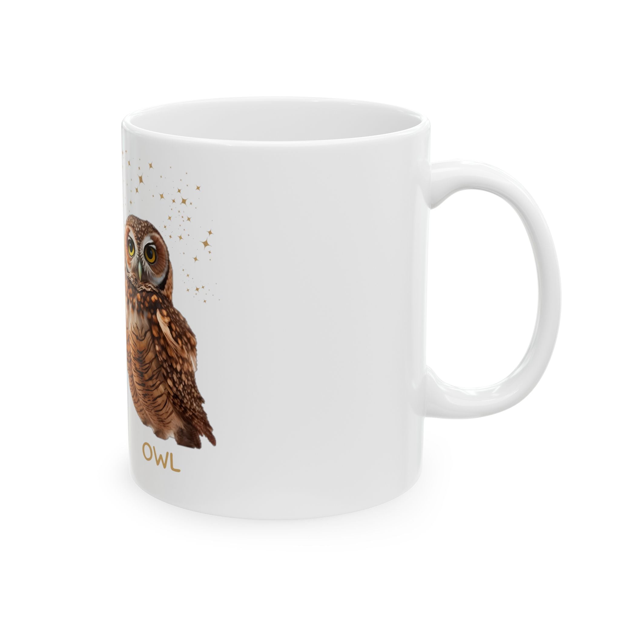 Ammonite Owl (Get it??) White Ceramic Mug -  Fossil Nature Lover Coffee Enthusiast
